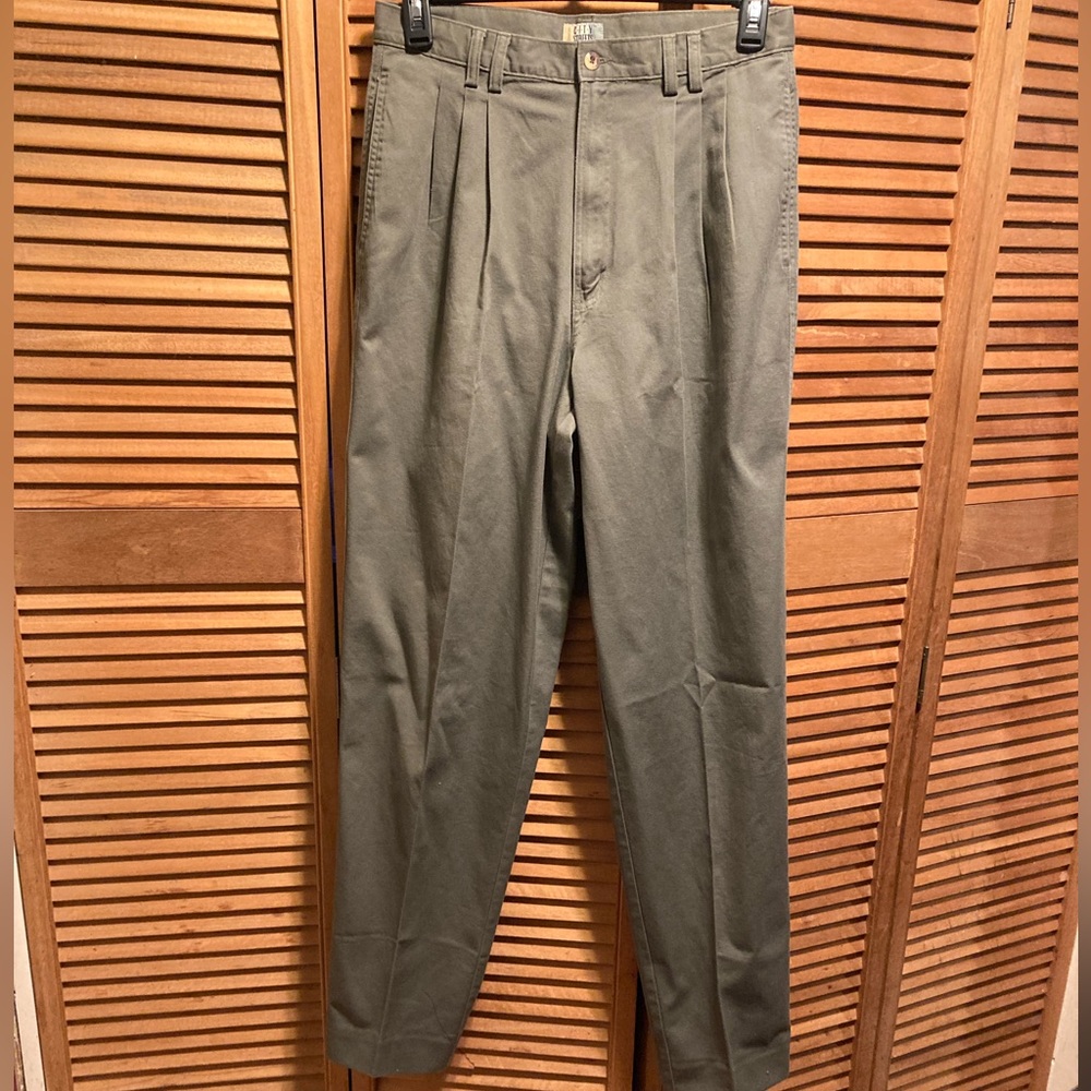 City Streets Green Pleated Front Chino Pants